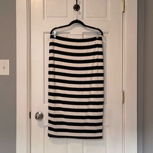 Bobeau | Black & white striped midi skirt